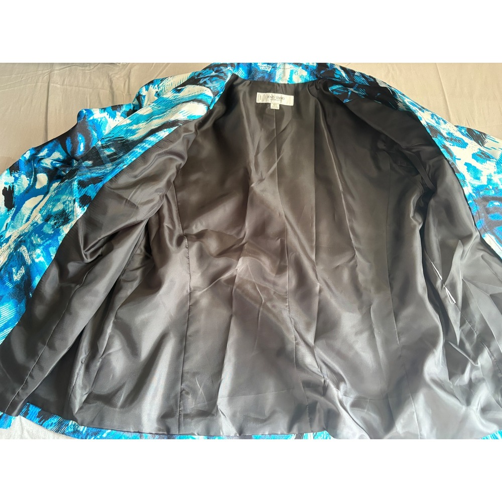Jones Studio Separates Womens 16W Blazer Blue Black Abstract Butterfly Print - Picture 5 of 5